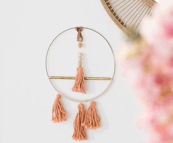 Wanddeko Boho-Ring rosé