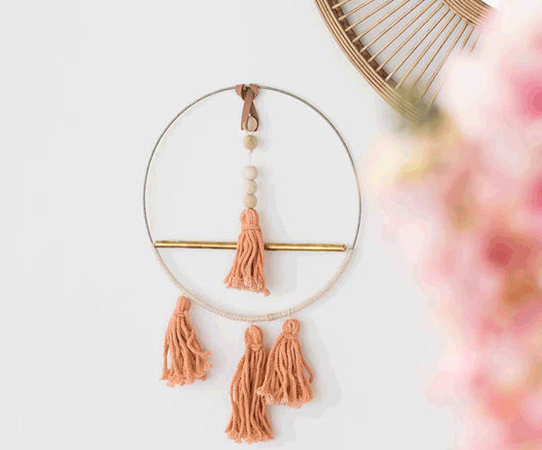 Wanddeko Boho-Ring rosé